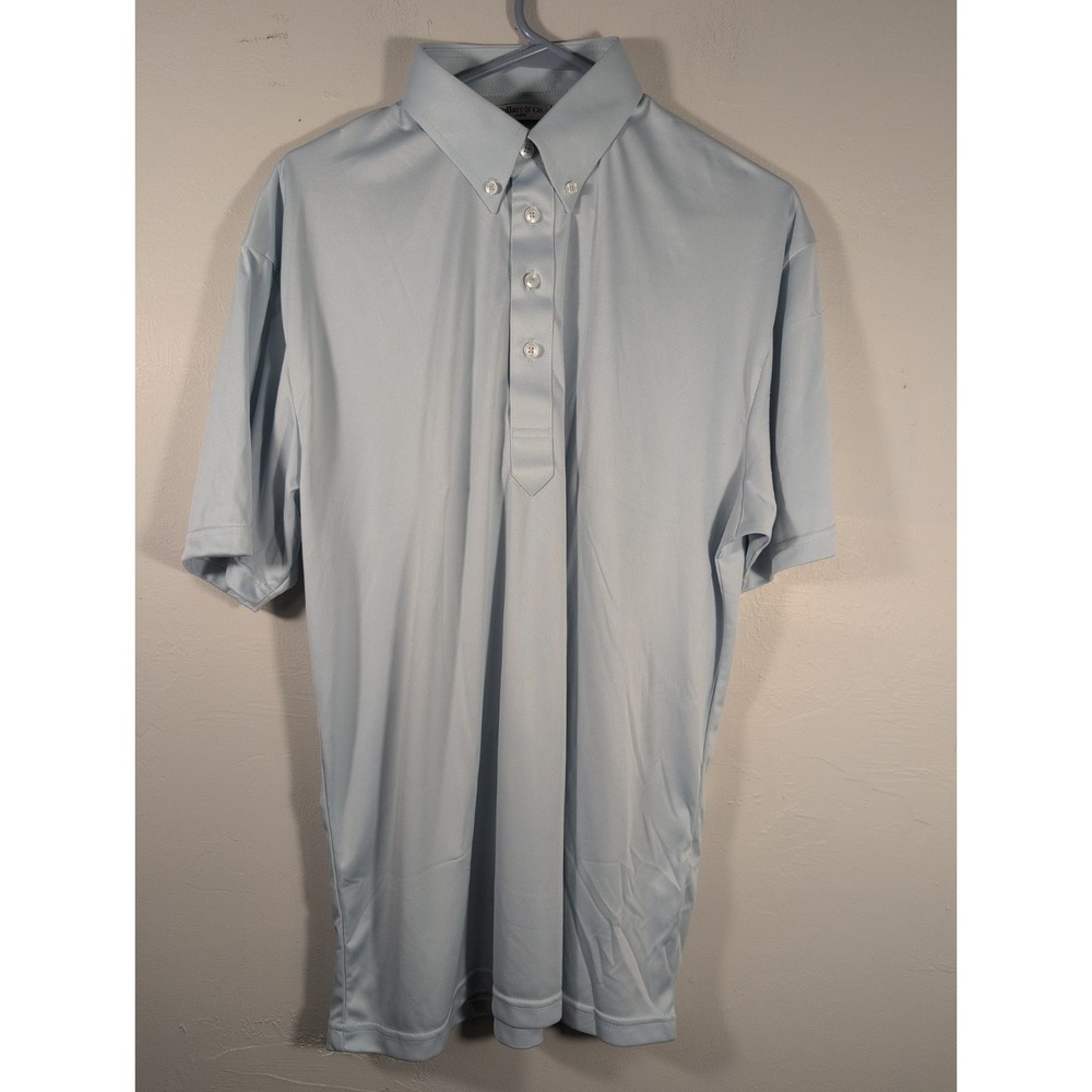 Collars & Co. Men's Short Sleeve Polo Light Blue Large Firm Dress Collar NWOT